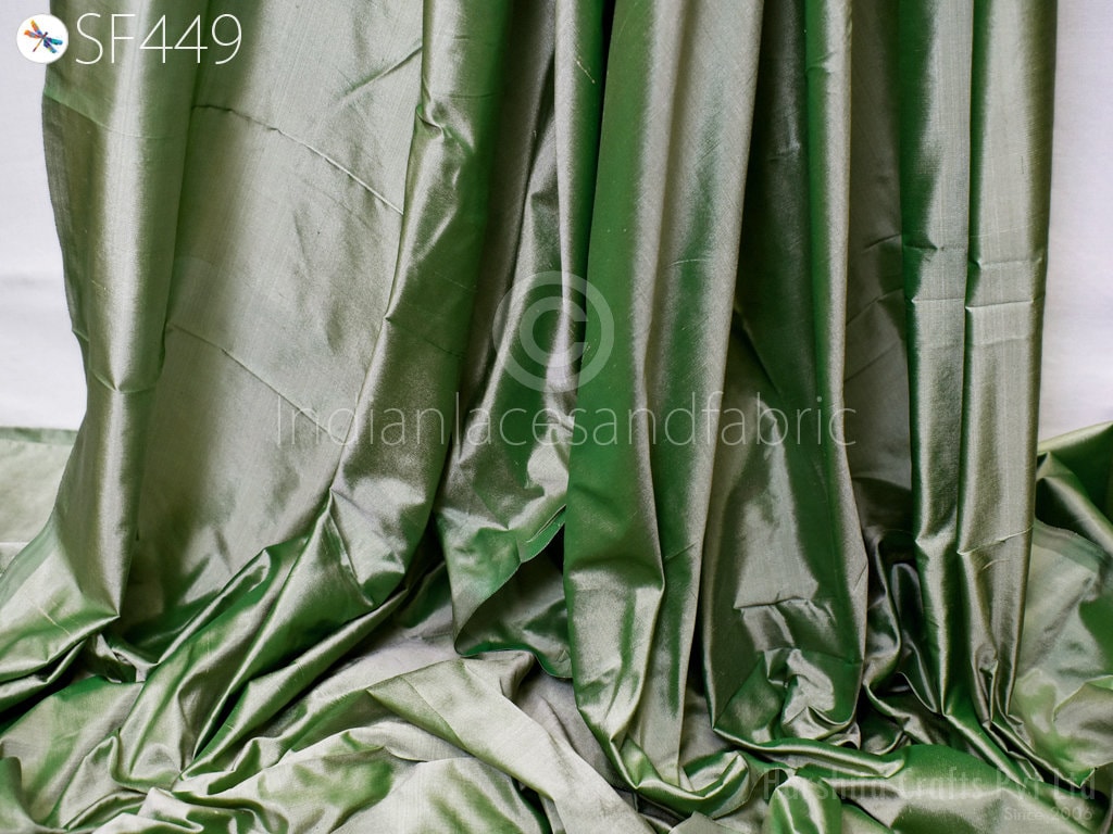 Iridescent Blue Gold Spun Silk Fabric