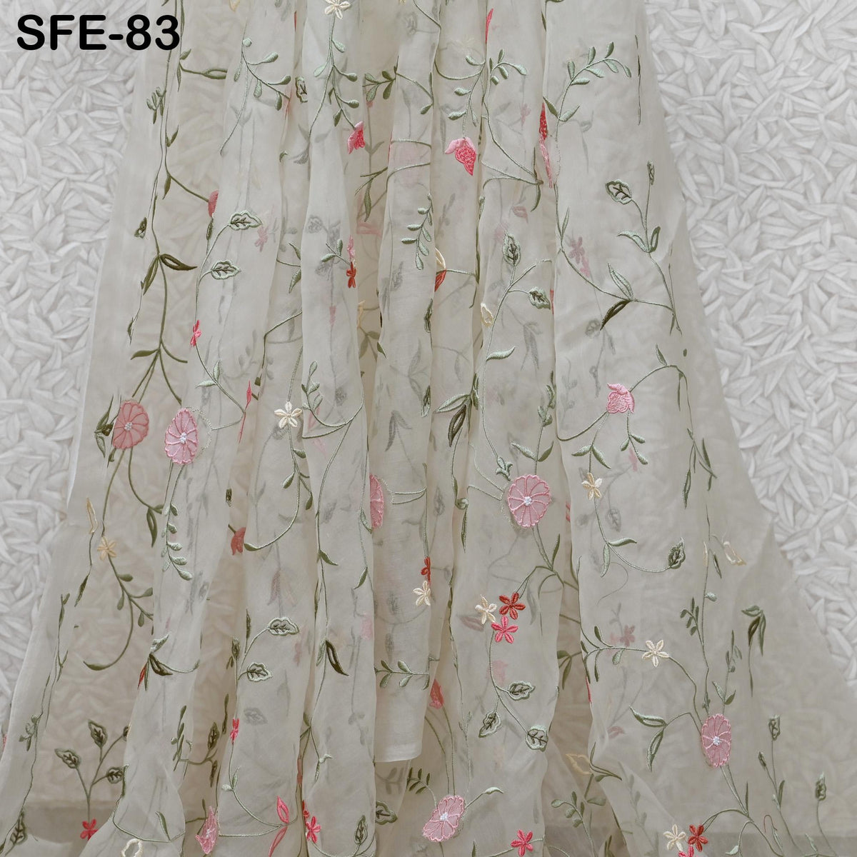 Black Embroidered Organza Silk 172 Fabric main image 0