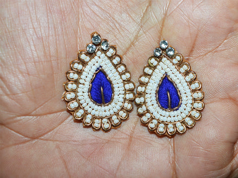 Indian Tear Drop Shape Golden Rhinestone Appliques