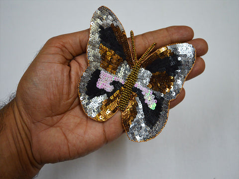 Decorative party wear white beaded crafting accessories 1 pieces black indian clothing patches embroidery sew on patch decorative denim patches  handcrafted appliques embellishment appliqués
