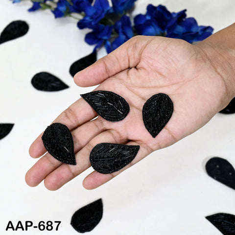 30 Piece Black Indian Beaded Patch Embroidery Sew on Patch Decorative Patches Denim Patch Applique Embroidery Handcrafted Appliques Crafting