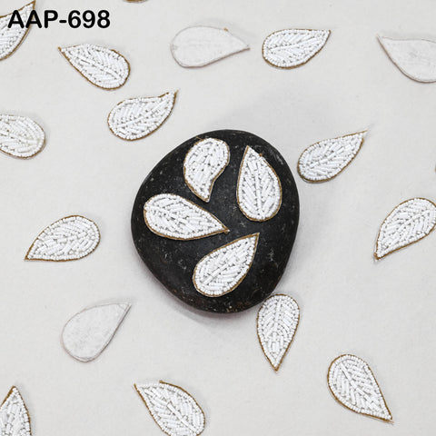 30 White Beaded Patch, Indian Appliques, Embroidery Sew on Patch Decorative Denim Patches DIY Dress Applique Embroidery Hand-crafted Sewing