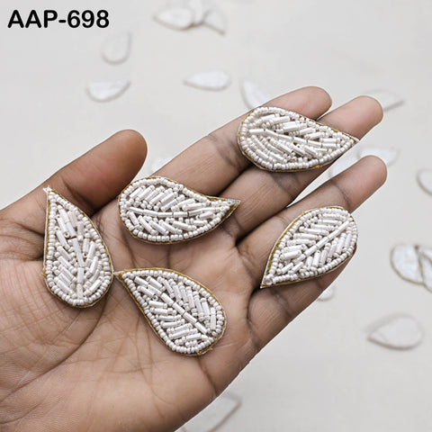 30 White Beaded Patch, Indian Appliques, Embroidery Sew on Patch Decorative Denim Patches DIY Dress Applique Embroidery Hand-crafted Sewing