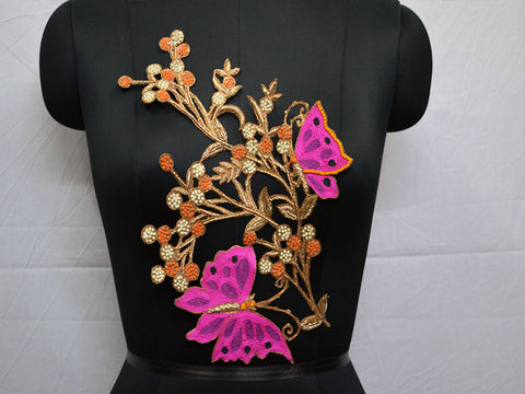 Magenta embroidered wedding dress patch decorative floral thread applique scrap booking home decoration appliques a perfect embellishment for a bridal dresses