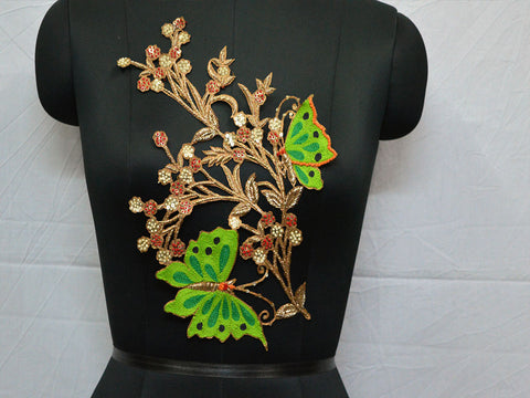 Green decorative embroidered crafting sewing dress patch floral thread applique home decoration appliques handmade scrap booking patches