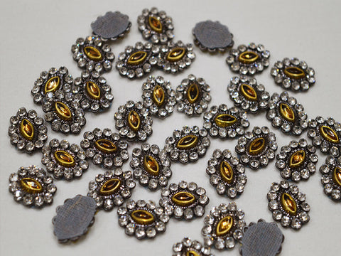 Hadnmade christmas modelling dresses appliques grey indian appliques rhinestone golden embellishments patches beaded bridal embellished costume appliques