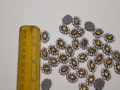 Hadnmade christmas modelling dresses appliques grey indian appliques rhinestone golden embellishments patches beaded bridal embellished costume appliques