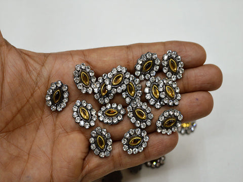Hadnmade christmas modelling dresses appliques grey indian appliques rhinestone golden embellishments patches beaded bridal embellished costume appliques