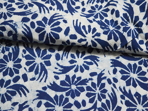 Indigo blue indigo cotton vegetable dyed hand block printed cotton block printed fabric sold by the yard kids for dress making summer dresses crafting drapes curtains fabric