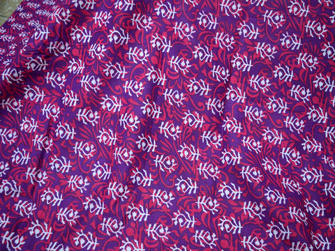 1.5 Meter Purple color Quilting Indian Hand Block Printed Soft Cotton Fabric Costumes Summer Dresses for kids Sewing Crafting fabric