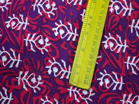 1.5 Meter Purple color Quilting Indian Hand Block Printed Soft Cotton Fabric Costumes Summer Dresses for kids Sewing Crafting fabric