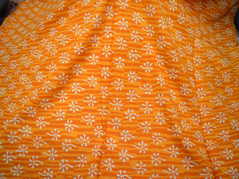 Indian Orange Hand Block Printed Soft Fabric by the Yard Summer Dresses Pure Cotton Quilting Sewing Crafting Drapery Apparel Baby Nursery