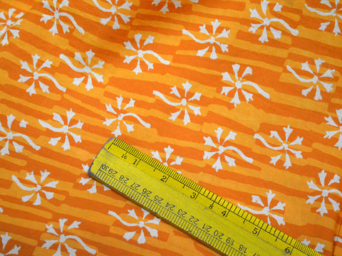 Indian Orange Hand Block Printed Soft Fabric by the Yard Summer Dresses Pure Cotton Quilting Sewing Crafting Drapery Apparel Baby Nursery