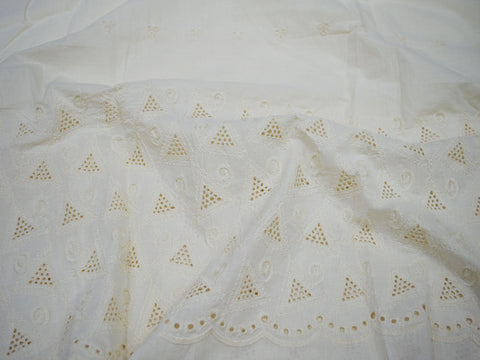 Indian dye-able cotton by the yard fabric sewing floral summer dresses ivory embroidered eyelet for making palazzo pants kurta fabric