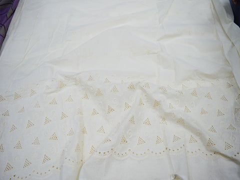 Indian dye-able cotton by the yard fabric sewing floral summer dresses ivory embroidered eyelet for making palazzo pants kurta fabric