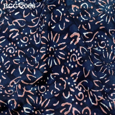 Indian Hand Stamped Indigo Blue Quilting Cotton Fabric Sold by Yard Sewing Crafting Curtains Summer Women Girls Dresses Apparel Table Cloth