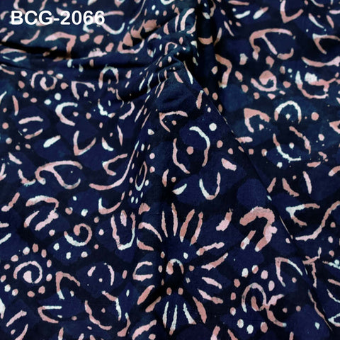 Indian Hand Stamped Indigo Blue Quilting Cotton Fabric Sold by Yard Sewing Crafting Curtains Summer Women Girls Dresses Apparel Table Cloth
