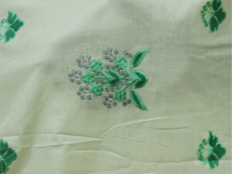 40" Embroidered Sewing Green Cotton Fabric by the Yard Embroidery Quilting Crafting Nursery Kids Summer Dress Costumes Doll Pillow Cover