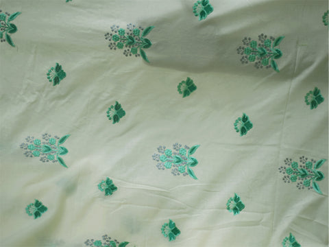 40" Embroidered Sewing Green Cotton Fabric by the Yard Embroidery Quilting Crafting Nursery Kids Summer Dress Costumes Doll Pillow Cover