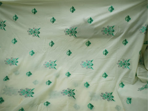 40" Embroidered Sewing Green Cotton Fabric by the Yard Embroidery Quilting Crafting Nursery Kids Summer Dress Costumes Doll Pillow Cover
