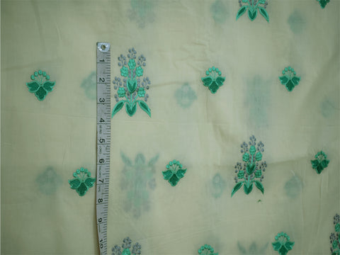 40" Embroidered Sewing Green Cotton Fabric by the Yard Embroidery Quilting Crafting Nursery Kids Summer Dress Costumes Doll Pillow Cover