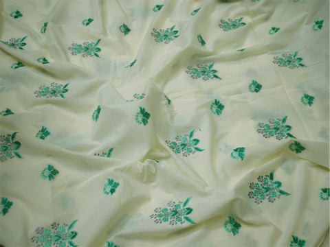 40" Embroidered Sewing Green Cotton Fabric by the Yard Embroidery Quilting Crafting Nursery Kids Summer Dress Costumes Doll Pillow Cover