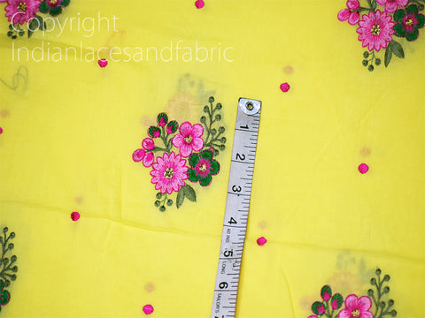 Indian Embroidered Cotton Fabric by the Yard Embroidery Quilting Crafting Sewing Nursery Drapery Kids Women Summer Dress Home Decor Apparels Pillow Cushion Cover Making