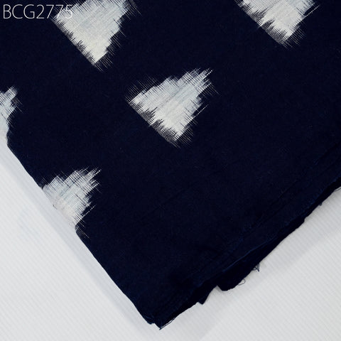 Indian Midnight Blue Double Ikat Cotton Fabric by the Yard Homespun Handloom Quilting Sewing Crafting Summer Dresses Cushion Cover