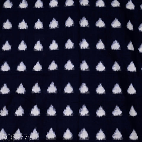 Indian Midnight Blue Double Ikat Cotton Fabric by the Yard Homespun Handloom Quilting Sewing Crafting Summer Dresses Cushion Cover