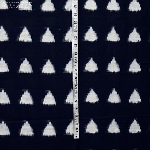 Indian Midnight Blue Double Ikat Cotton Fabric by the Yard Homespun Handloom Quilting Sewing Crafting Summer Dresses Cushion Cover