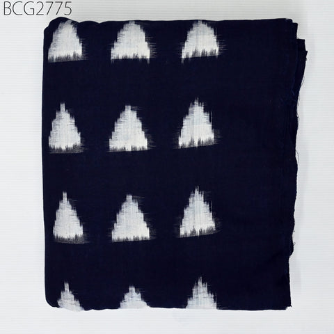 Indian Midnight Blue Double Ikat Cotton Fabric by the Yard Homespun Handloom Quilting Sewing Crafting Summer Dresses Cushion Cover