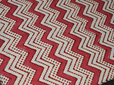 Geometric Print in carrot Red Cotton Indian Block Printed Soft Fabric By Yard Summer Dresses Tunics Pure Handprinted Sewing Crafting Baby Nursery Cribs Apparels Cushion Covers Fabric