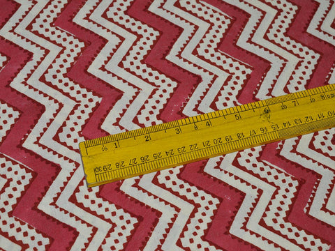 Geometric Print in carrot Red Cotton Indian Block Printed Soft Fabric By Yard Summer Dresses Tunics Pure Handprinted Sewing Crafting Baby Nursery Cribs Apparels Cushion Covers Fabric