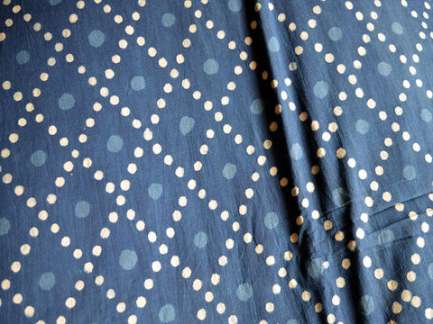 1.5 Meter Summer dresses Indigo blue block printed hand stamp soft cotton fabric sewing accessories crafting drapes curtains women apparel fabric