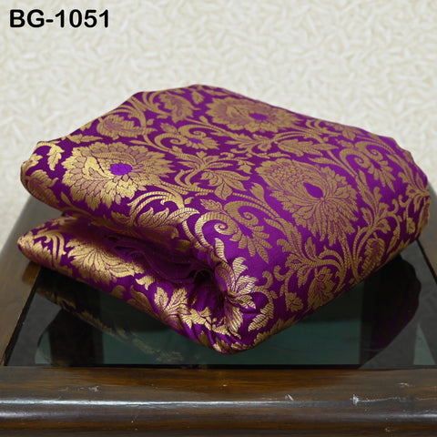 Purple Brocade Fabric Bridal Banarasi Gold Brocade Fabric, Wedding Dress Fabric, Brocade by the Yard for Lengha