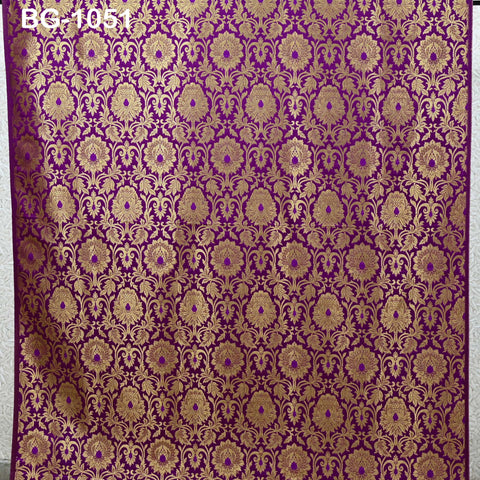 Purple Brocade Fabric Bridal Banarasi Gold Brocade Fabric, Wedding Dress Fabric, Brocade by the Yard for Lengha