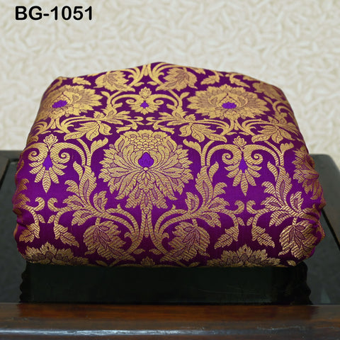 Purple Brocade Fabric Bridal Banarasi Gold Brocade Fabric, Wedding Dress Fabric, Brocade by the Yard for Lengha