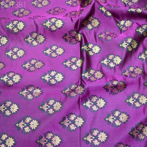 Purple, Green and Gold Floral Design Brocade Blended Silk By The Yard Indian Banarasi Fabric Jacket Sewing Material Bridal Clutches Wedding Dress Lehenga Making Skirt fashion blogger