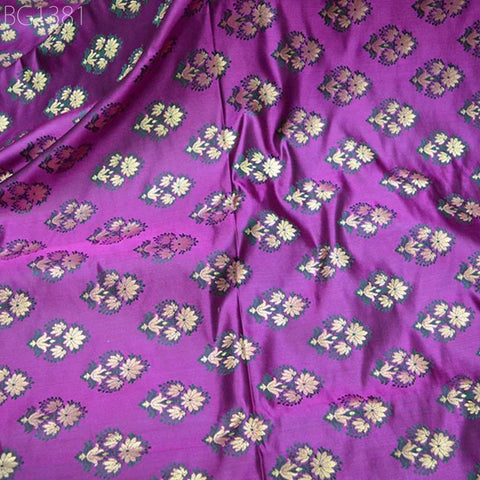 Purple, Green and Gold Floral Design Brocade Blended Silk By The Yard Indian Banarasi Fabric Jacket Sewing Material Bridal Clutches Wedding Dress Lehenga Making Skirt fashion blogger