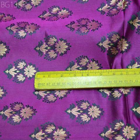 Purple, Green and Gold Floral Design Brocade Blended Silk By The Yard Indian Banarasi Fabric Jacket Sewing Material Bridal Clutches Wedding Dress Lehenga Making Skirt fashion blogger