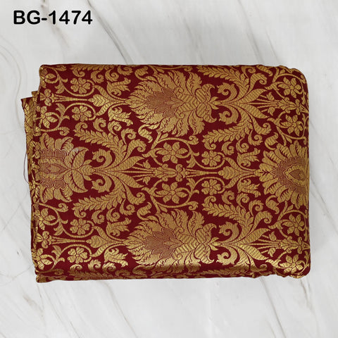 Maroon Gold Indian Banarasi Fabric Wedding Dress Banaras Fabric by the Yard Crafting sewing Costumes Lehenga Skirt jacket home decor brocade