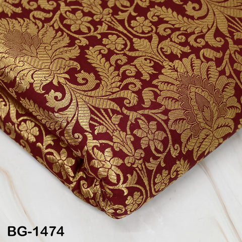 Maroon Gold Indian Banarasi Fabric Wedding Dress Banaras Fabric by the Yard Crafting sewing Costumes Lehenga Skirt jacket home decor brocade