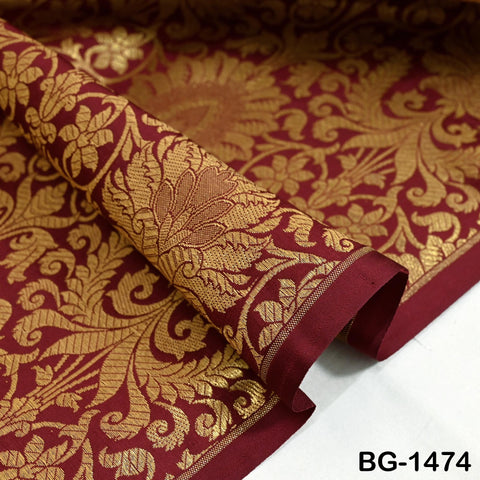 Maroon Gold Indian Banarasi Fabric Wedding Dress Banaras Fabric by the Yard Crafting sewing Costumes Lehenga Skirt jacket home decor brocade