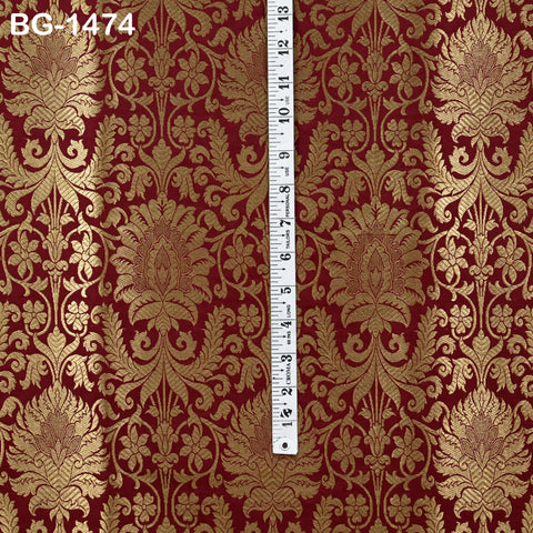 Maroon Gold Indian Banarasi Fabric Wedding Dress Banaras Fabric by the Yard Crafting sewing Costumes Lehenga Skirt jacket home decor brocade