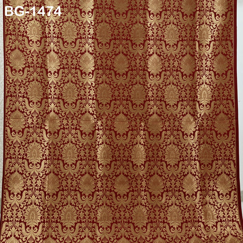 Maroon Gold Indian Banarasi Fabric Wedding Dress Banaras Fabric by the Yard Crafting sewing Costumes Lehenga Skirt jacket home decor brocade