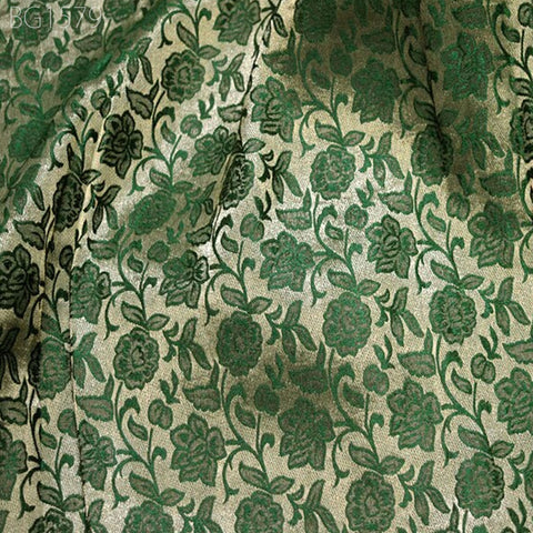 Green costume brocade Indian art blended silk banarasi fabric by the yard wedding dress cushion covers home décor table runner sewing crafting jacquard fabric