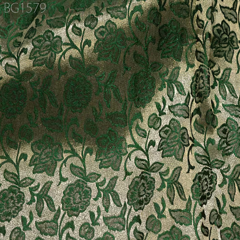 Green costume brocade Indian art blended silk banarasi fabric by the yard wedding dress cushion covers home décor table runner sewing crafting jacquard fabric