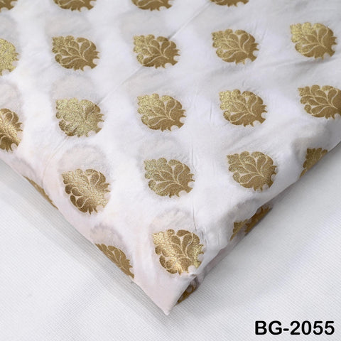 White Dyeable Brocade Fabric by the yard Gold Banarasi Lehenga Skirt Costume Wedding Dress Material Drapery Cushion Covers Saree Blouses