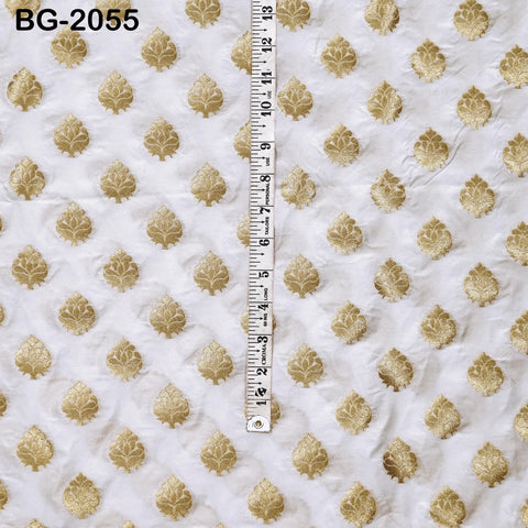 White Dyeable Brocade Fabric by the yard Gold Banarasi Lehenga Skirt Costume Wedding Dress Material Drapery Cushion Covers Saree Blouses