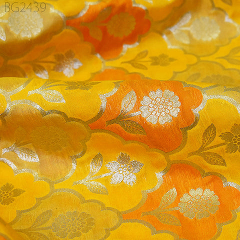 Home Décor Crafting Yellow Brocade Fabric by the Yard Wedding Dress Jackets Indian Blended Banarasi Costumes Material Sewing Cushion Cover